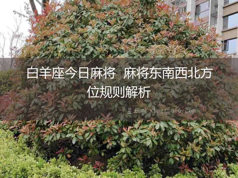 白羊座今日麻將  麻將東南西北方位規則解析