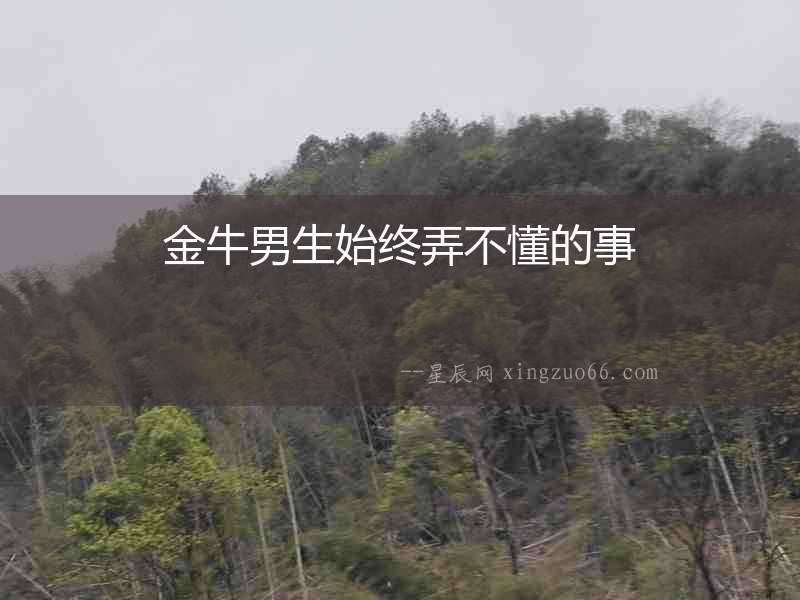 金牛男生始終弄不懂的事
