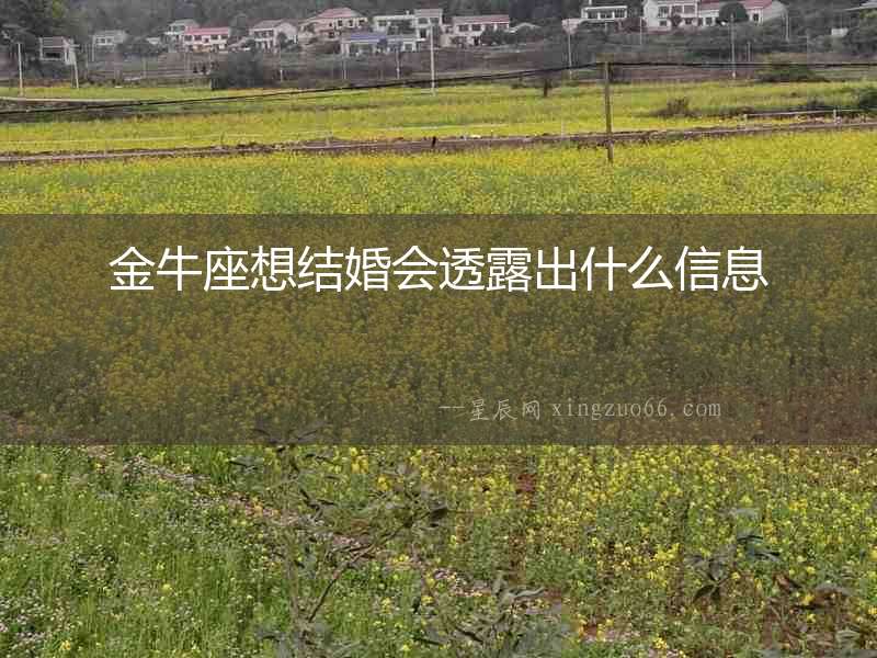 金牛座想結婚會透露出什么信息
