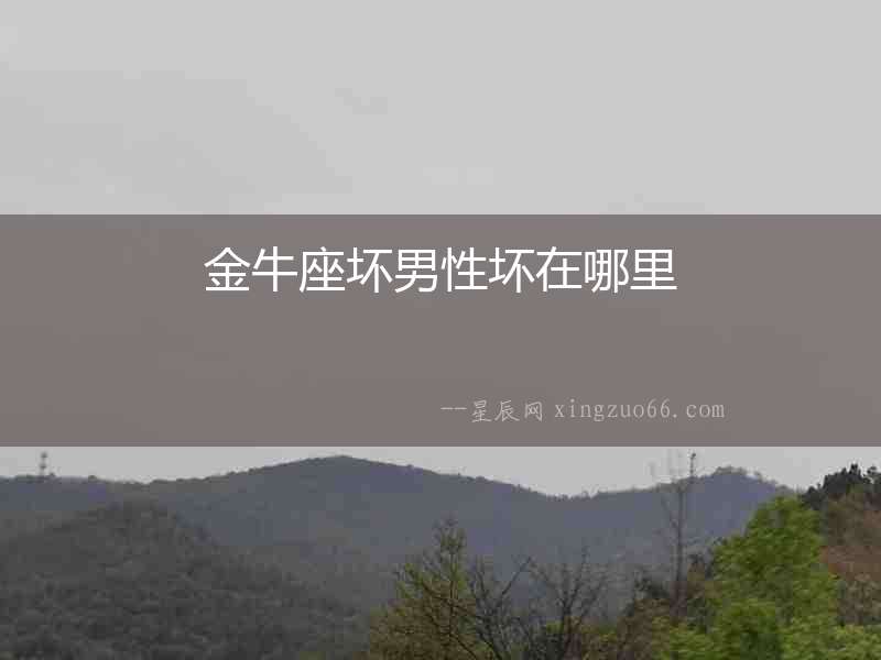 金牛座壞男性壞在哪里