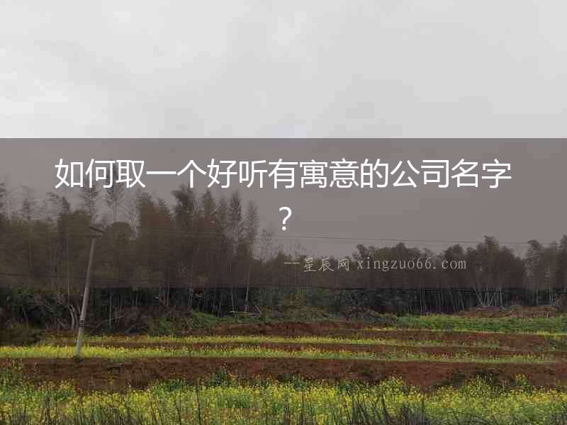 如何取一個好聽有寓意的公司名字？
