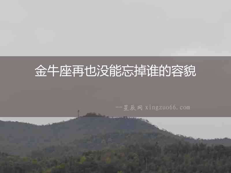 金牛座再也沒能忘掉誰的容貌