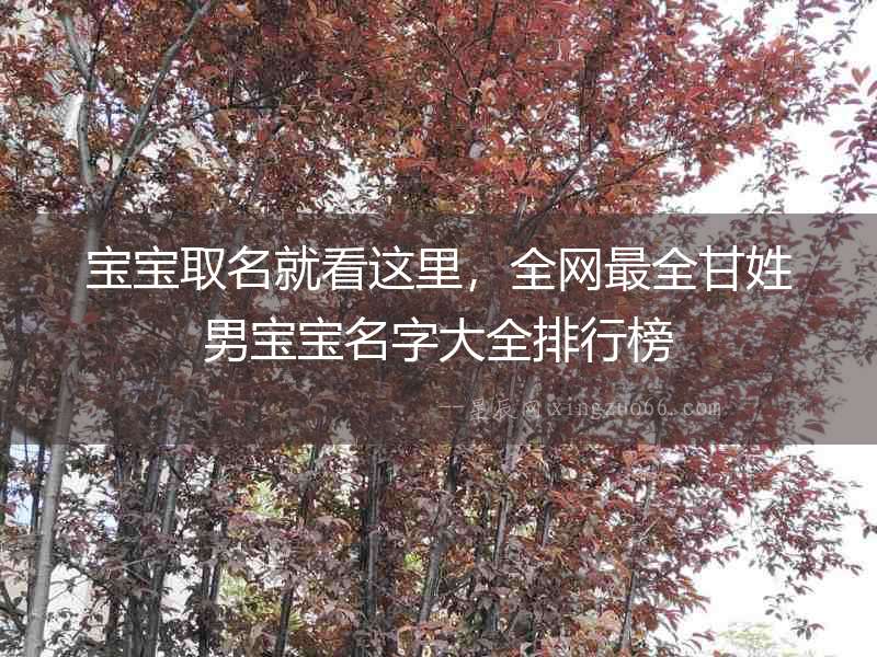 寶寶取名就看這里，全網(wǎng)最全甘姓男寶寶名字大全排行榜