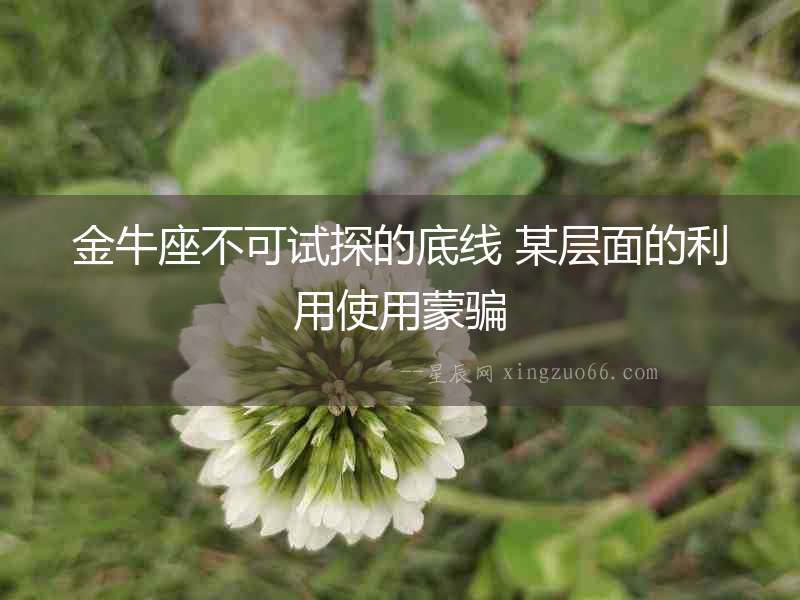 金牛座不可試探的底線 某層面的利用使用蒙騙