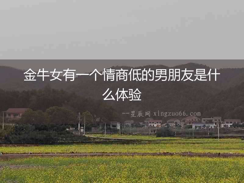 金牛女有一個情商低的男朋友是什么體驗