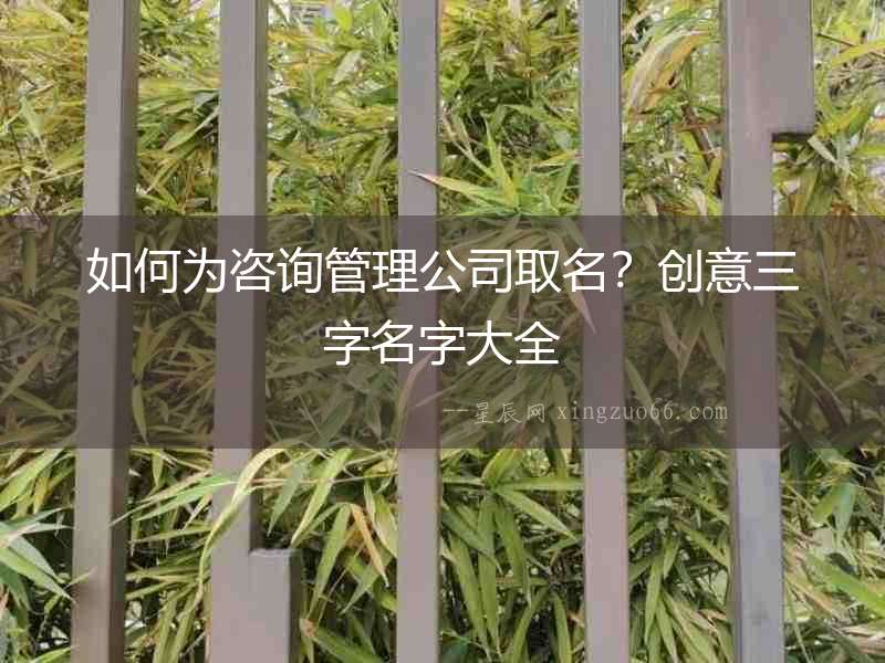 如何為咨詢管理公司取名？創(chuàng)意三字名字大全