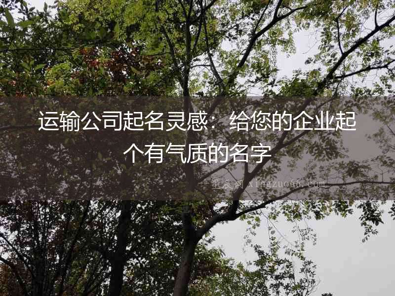運輸公司起名靈感：給您的企業起個有氣質的名字