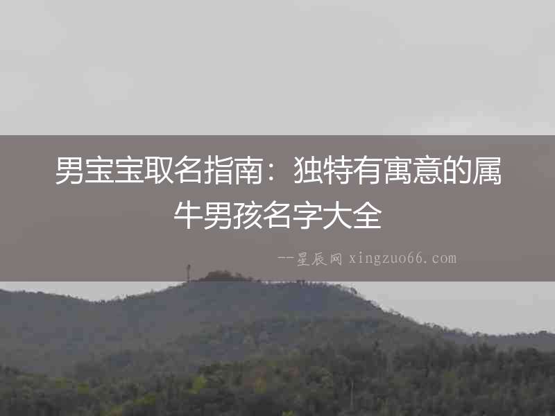 男寶寶取名指南：獨特有寓意的屬牛男孩名字大全