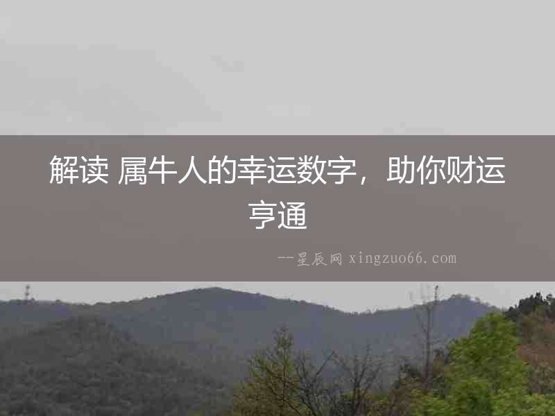 解讀 屬牛人的幸運數字，助你財運亨通