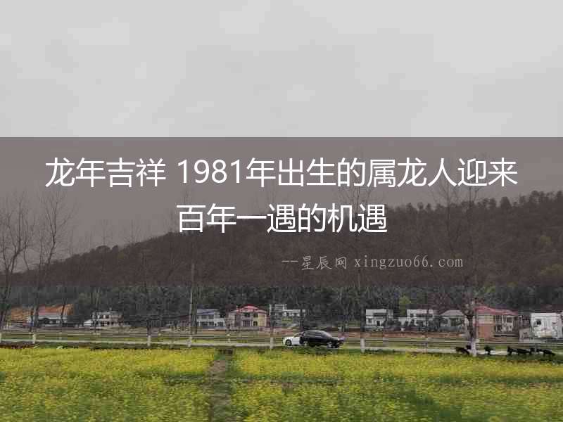 龍年吉祥 1981年出生的屬龍人迎來百年一遇的機遇