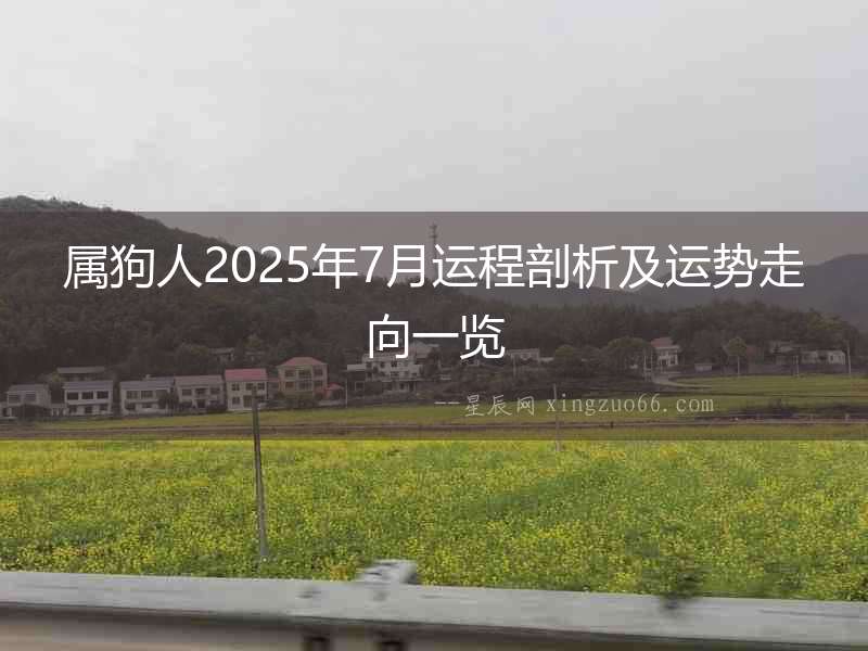 屬狗人2025年7月運(yùn)程剖析及運(yùn)勢(shì)走向一覽