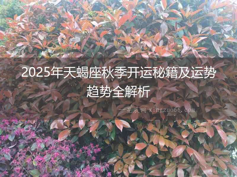 2025年天蝎座秋季開運(yùn)秘籍及運(yùn)勢(shì)趨勢(shì)全解析