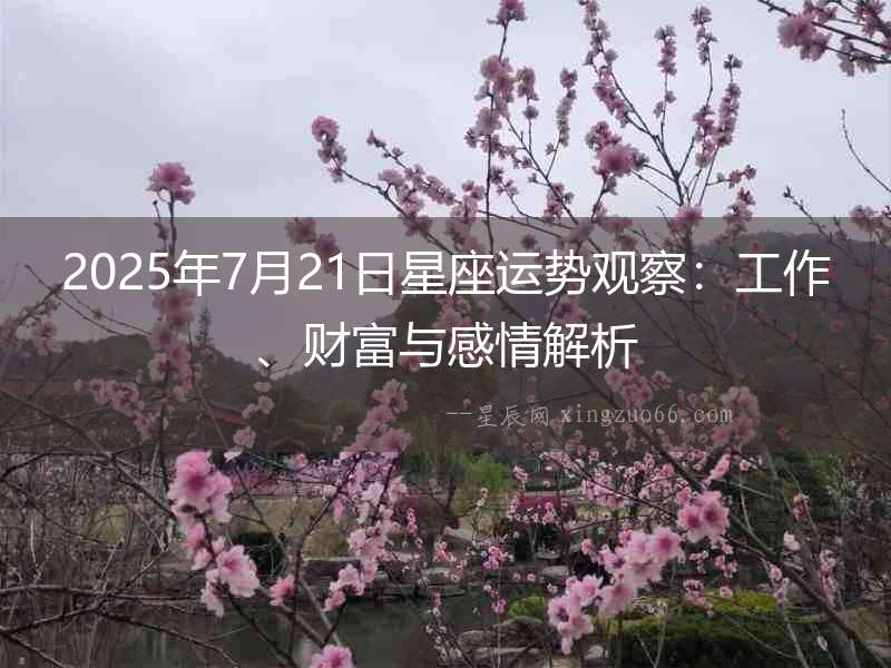 2025年7月21日星座運勢觀察：工作、財富與感情解析